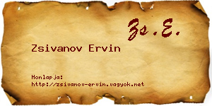 Zsivanov Ervin névjegykártya