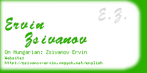 ervin zsivanov business card